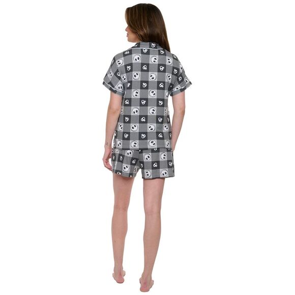 Disney Womens Jack Skellington 2 Piece Button Shirt and Short Pajama Lounge Set - Picture 8 of 8